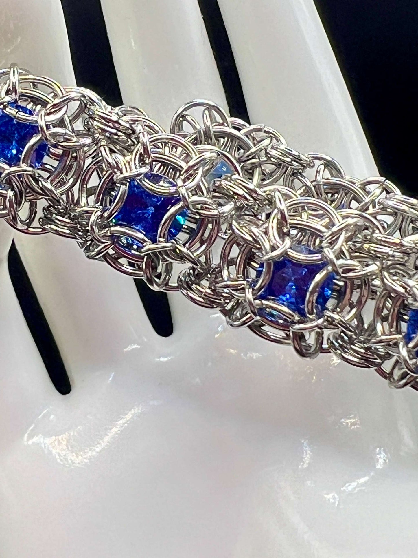Stainless Steel & Blue Cubic Zirconia Bracelet - Petite Oriana