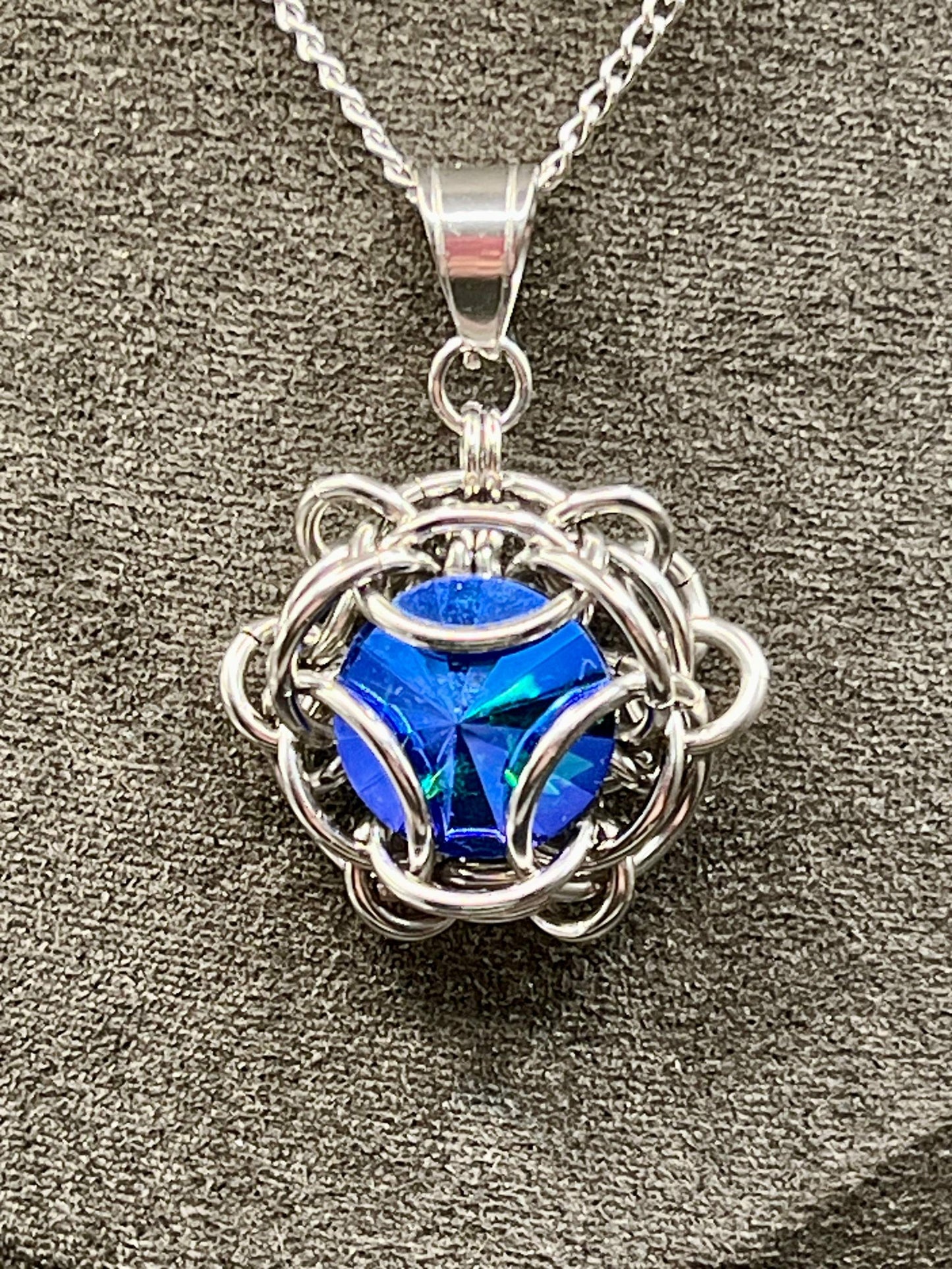 Regalo Pendant with Glass Gem - Dark Blue