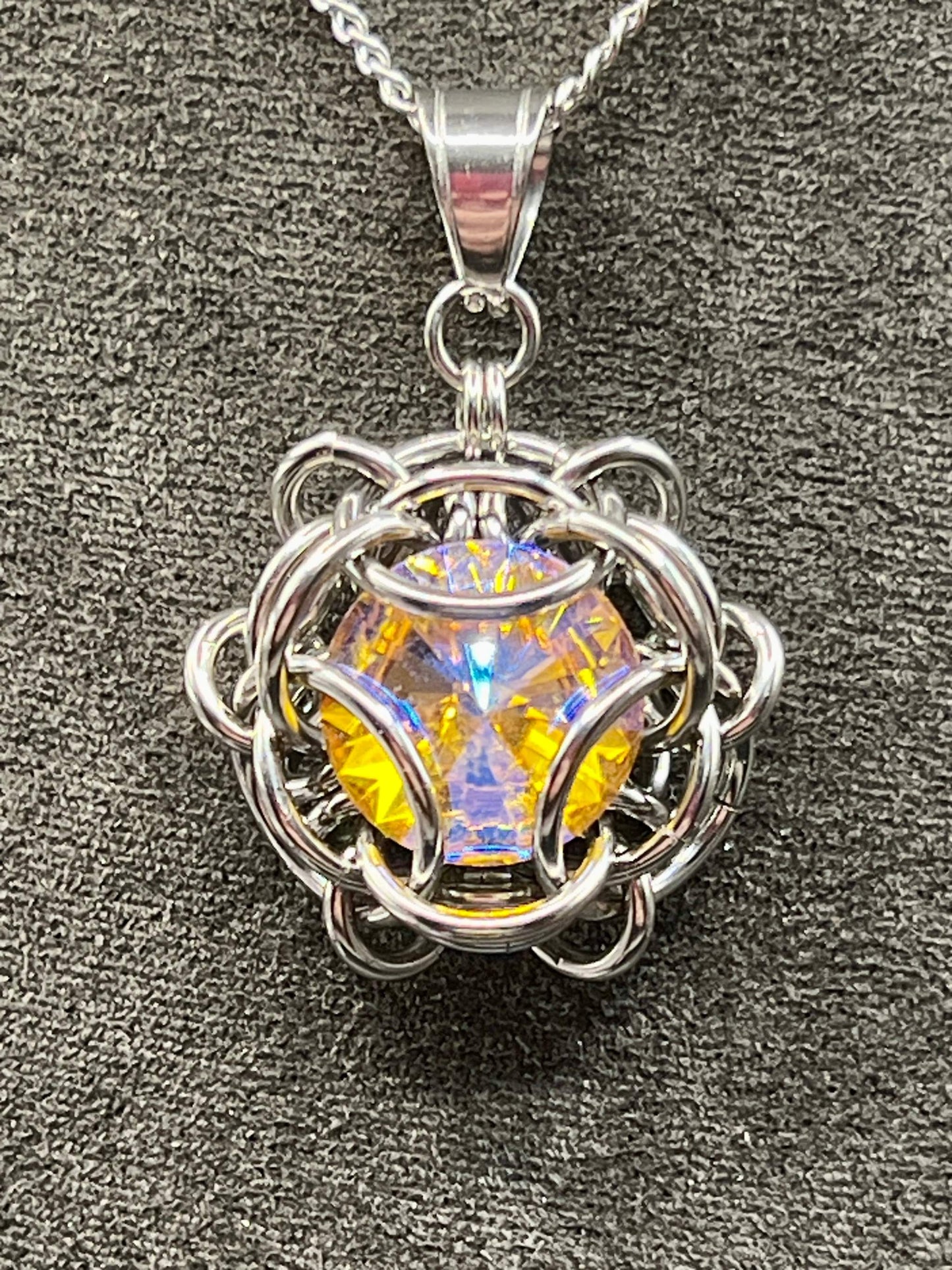 Regalo Pendant with Glass Gem - Dark Yellow