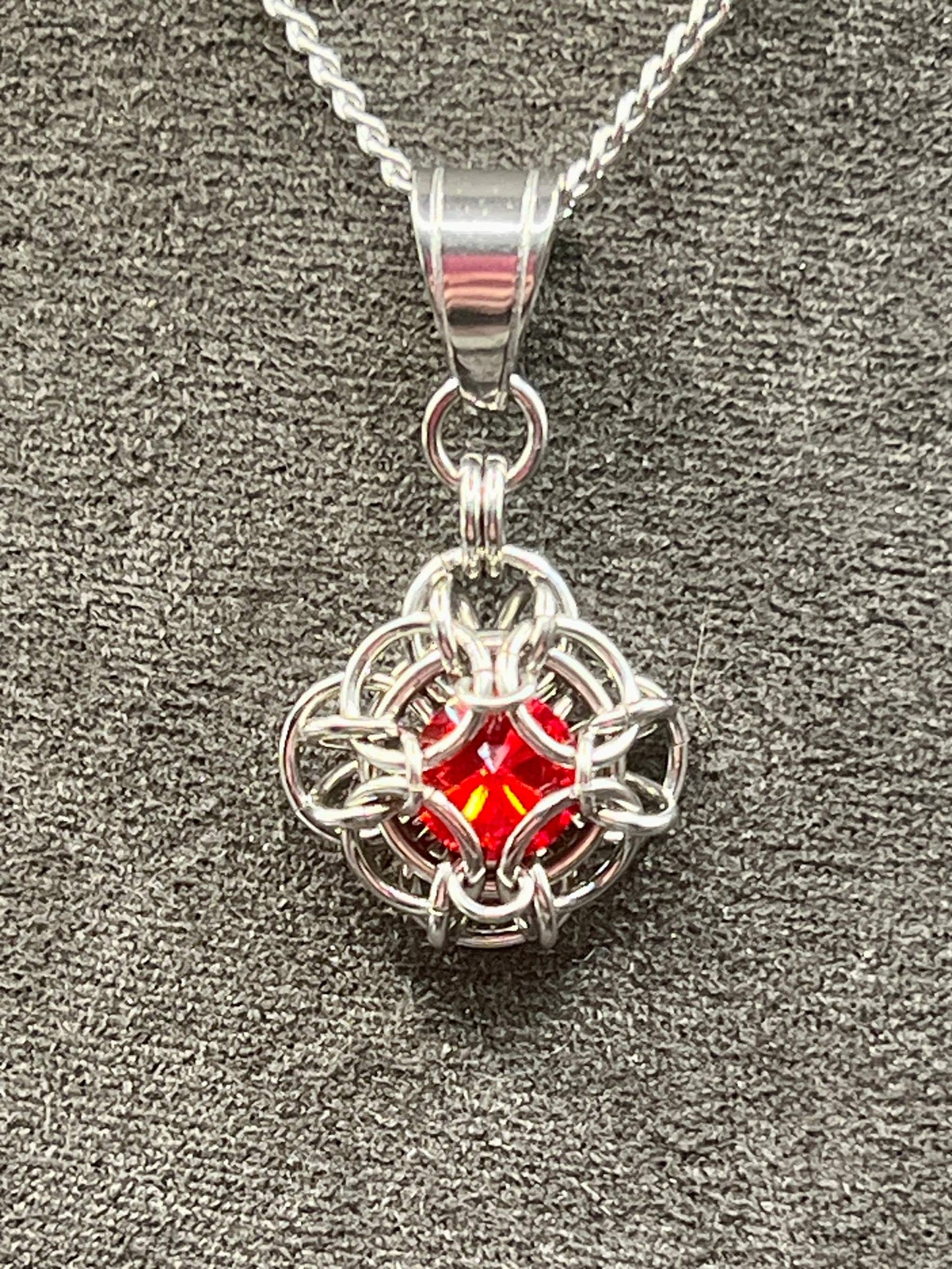 Petite Oriana Pendant with Glass - Red