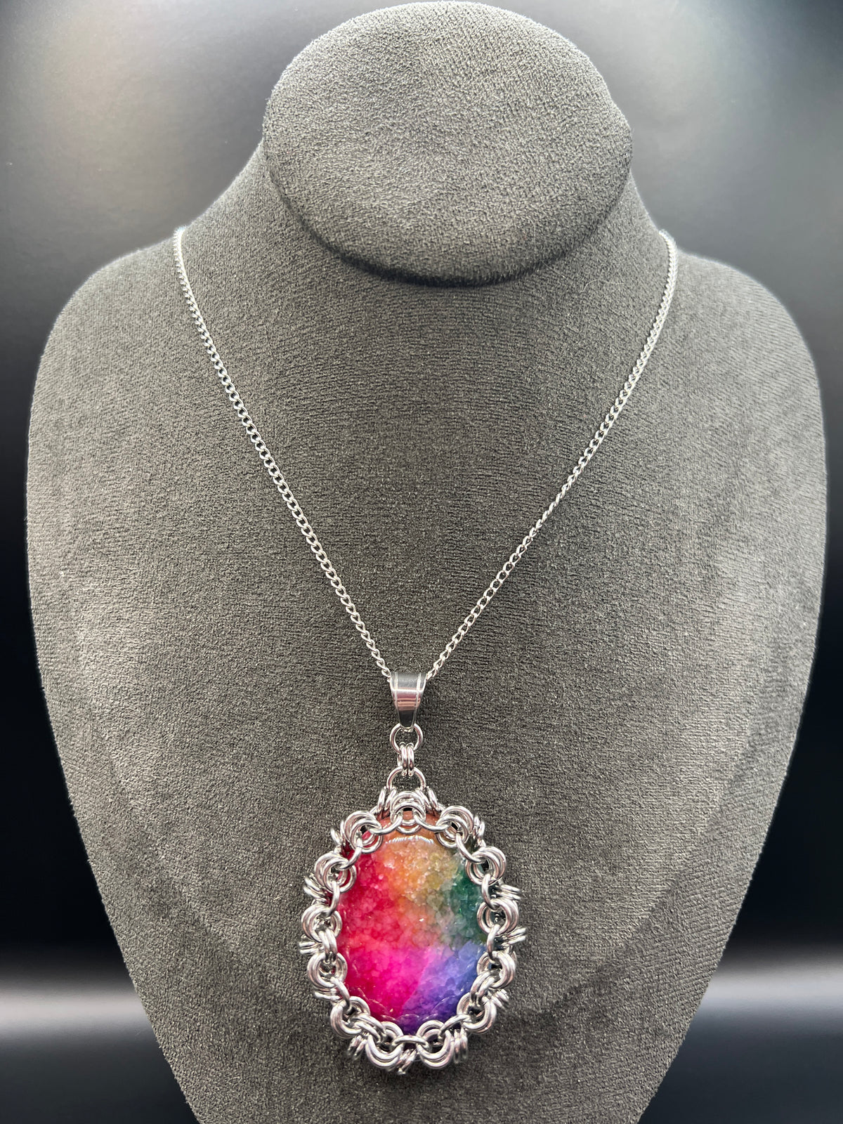 Captured Stone Cabochon Pendant - Dyed Solar Quartz
