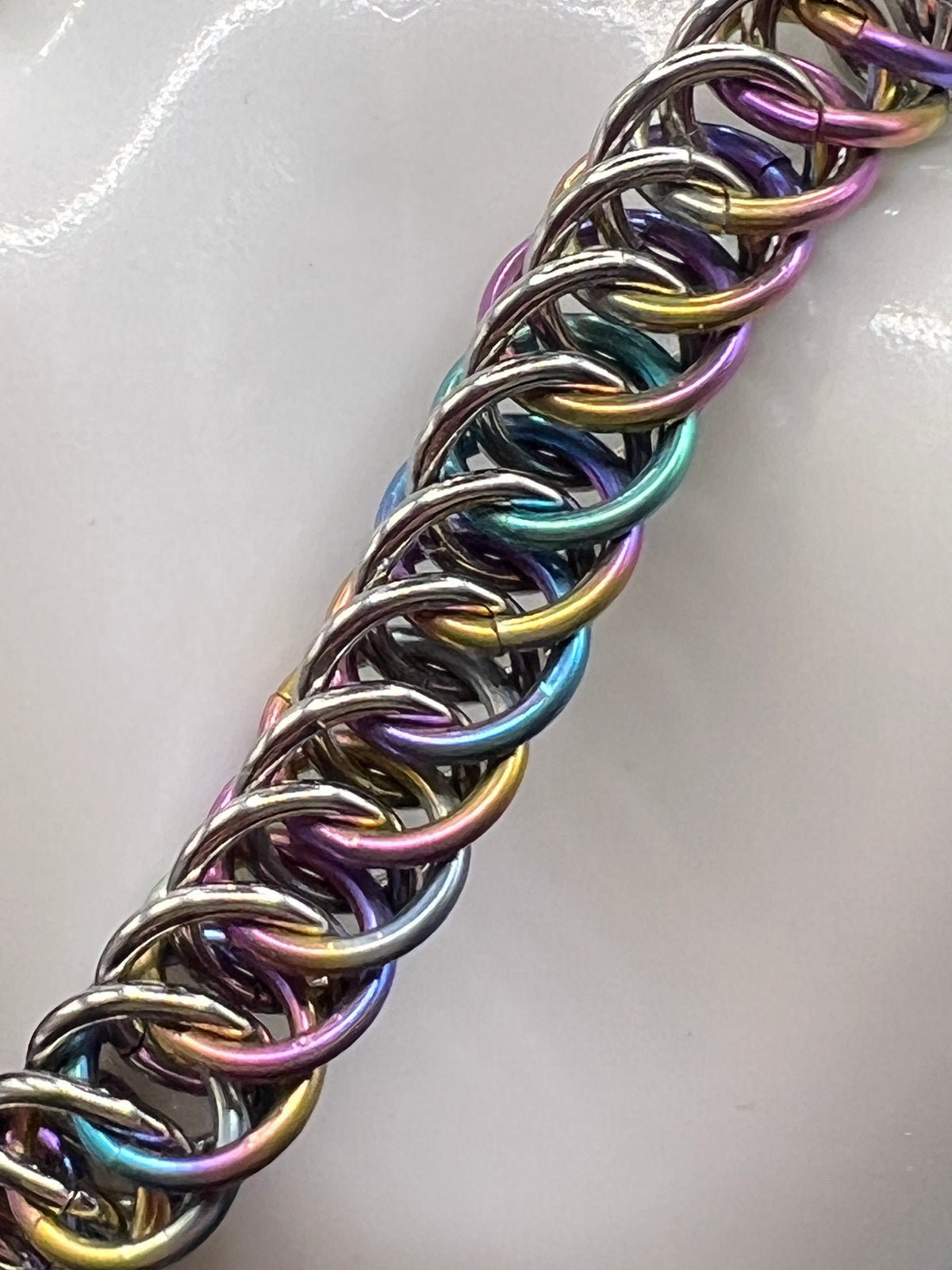 Stainless Steel & Rainbow Titanium Bracelet - Half Persian 4-1