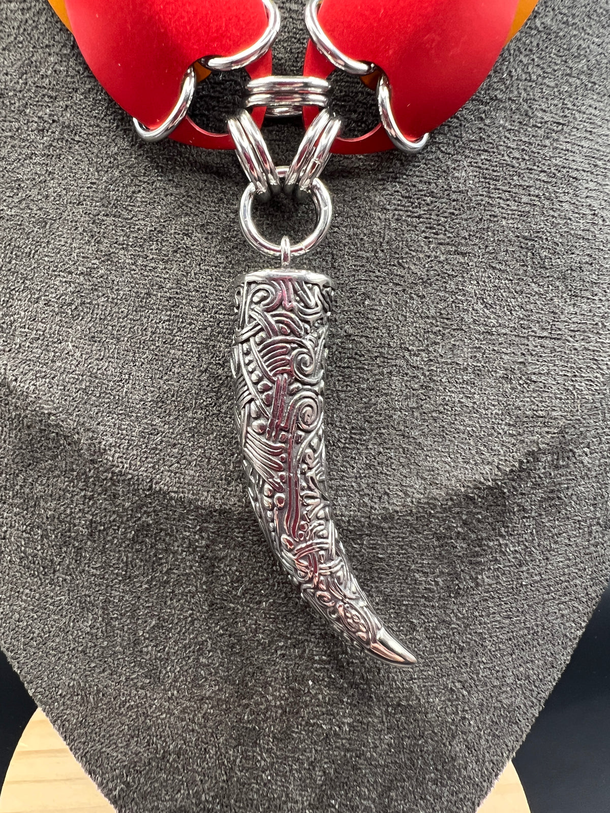 Scale Choker Necklace - Rainbow with Large Fang Pendant