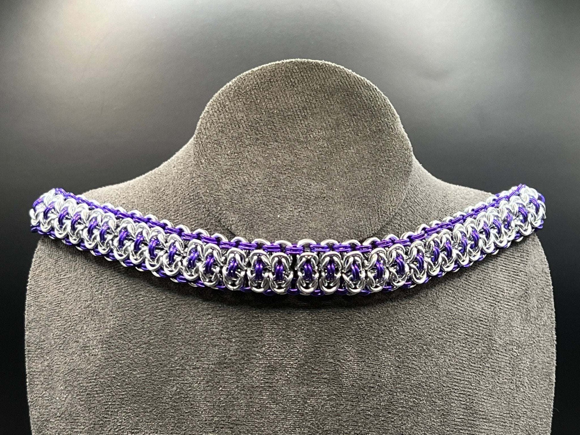 Byzantine Ladder: Choker in Silver & Purple - Megan Gros Designs