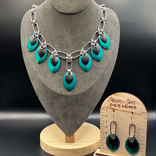 Teal, Black & Silver Paperclip Chain Scalemaille/Chainmaille Set