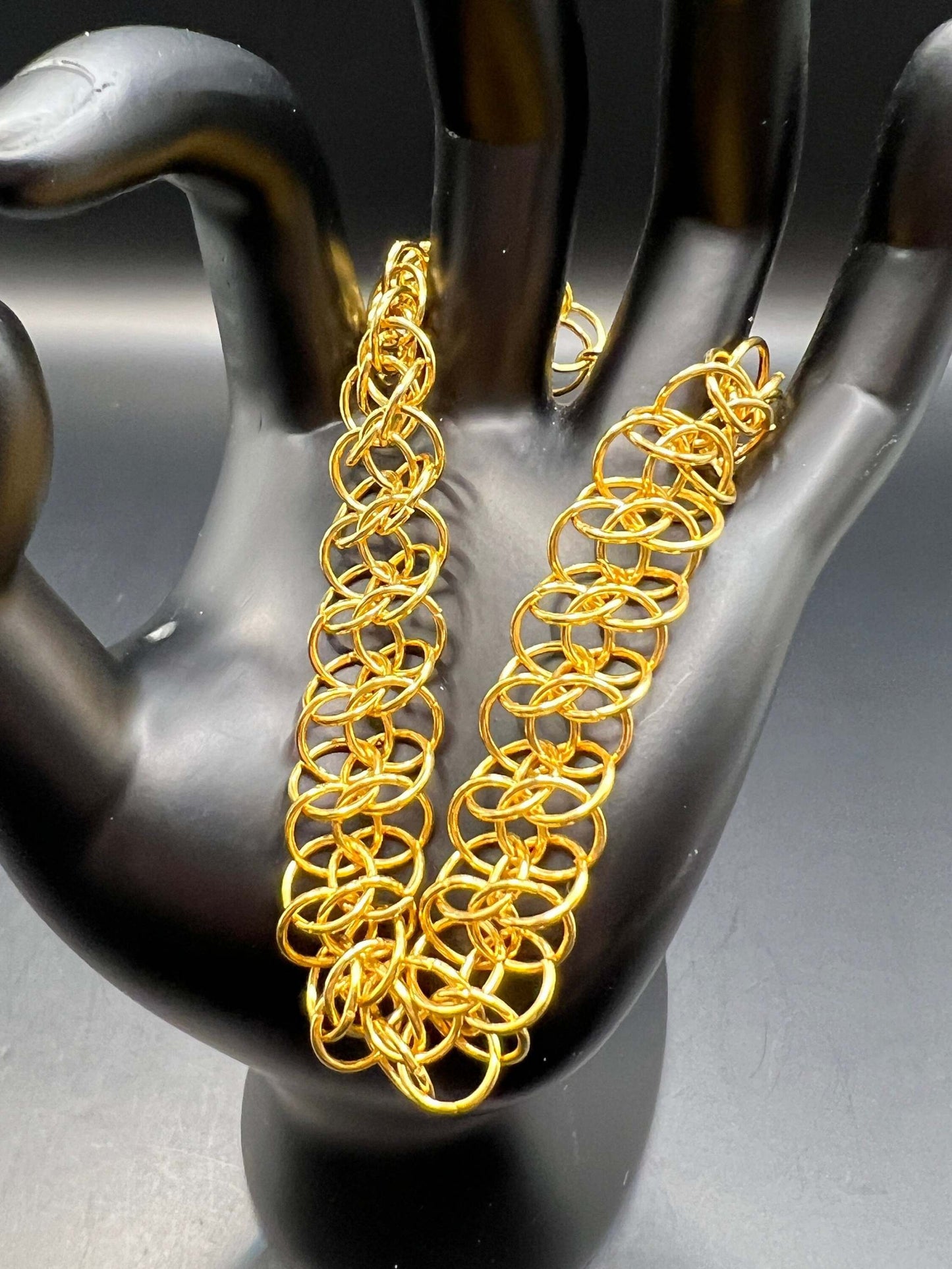 Great Southern Gathering 24k Gold-Plated Stainless Steel Bracelet Chainmaille Stainless Steel Lobster Clasp, Adjustable 8-9" Long