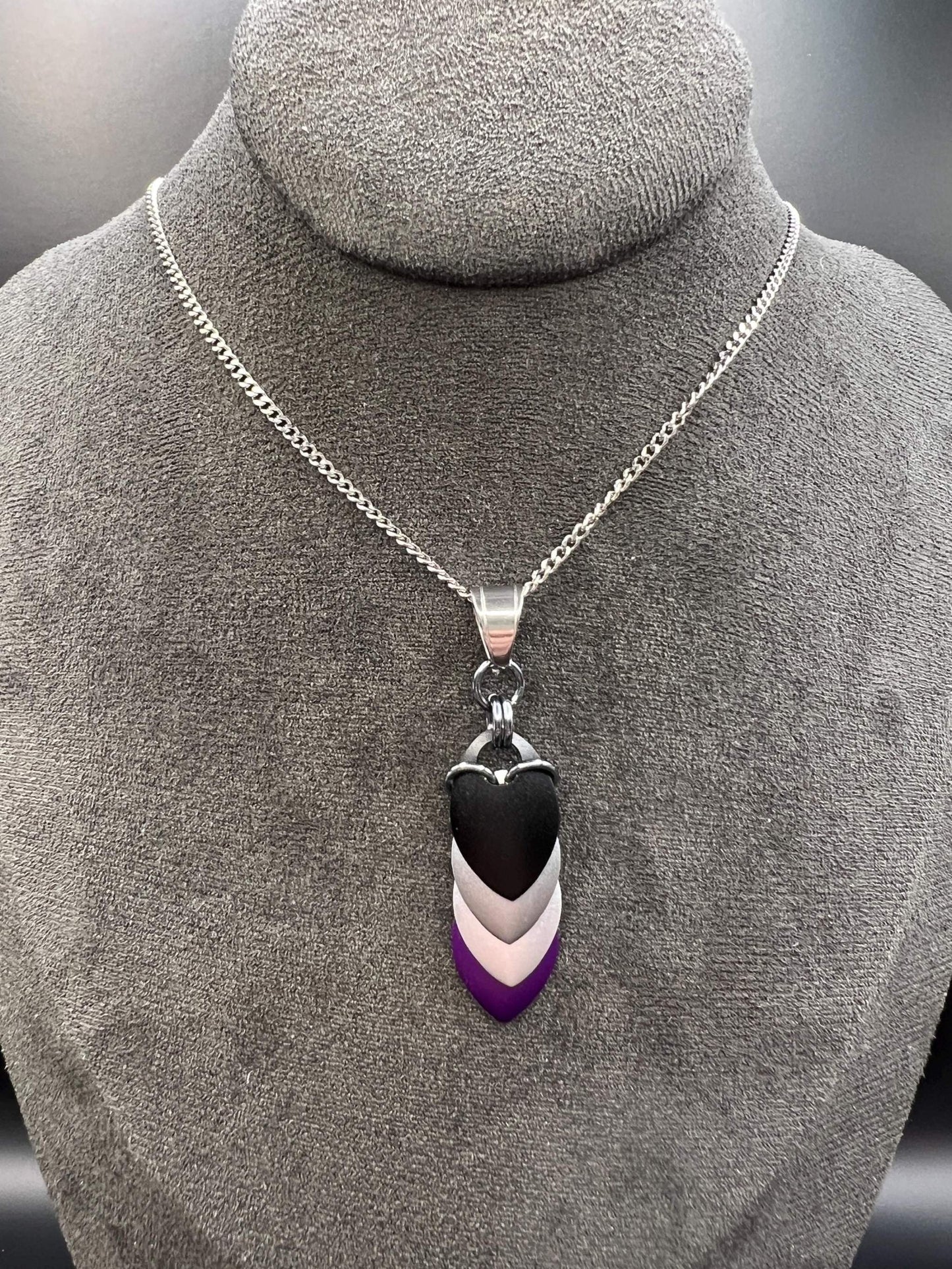 Pride Flag Scalemaille Pendant: Asexual, Measuring Approx. 2" Long