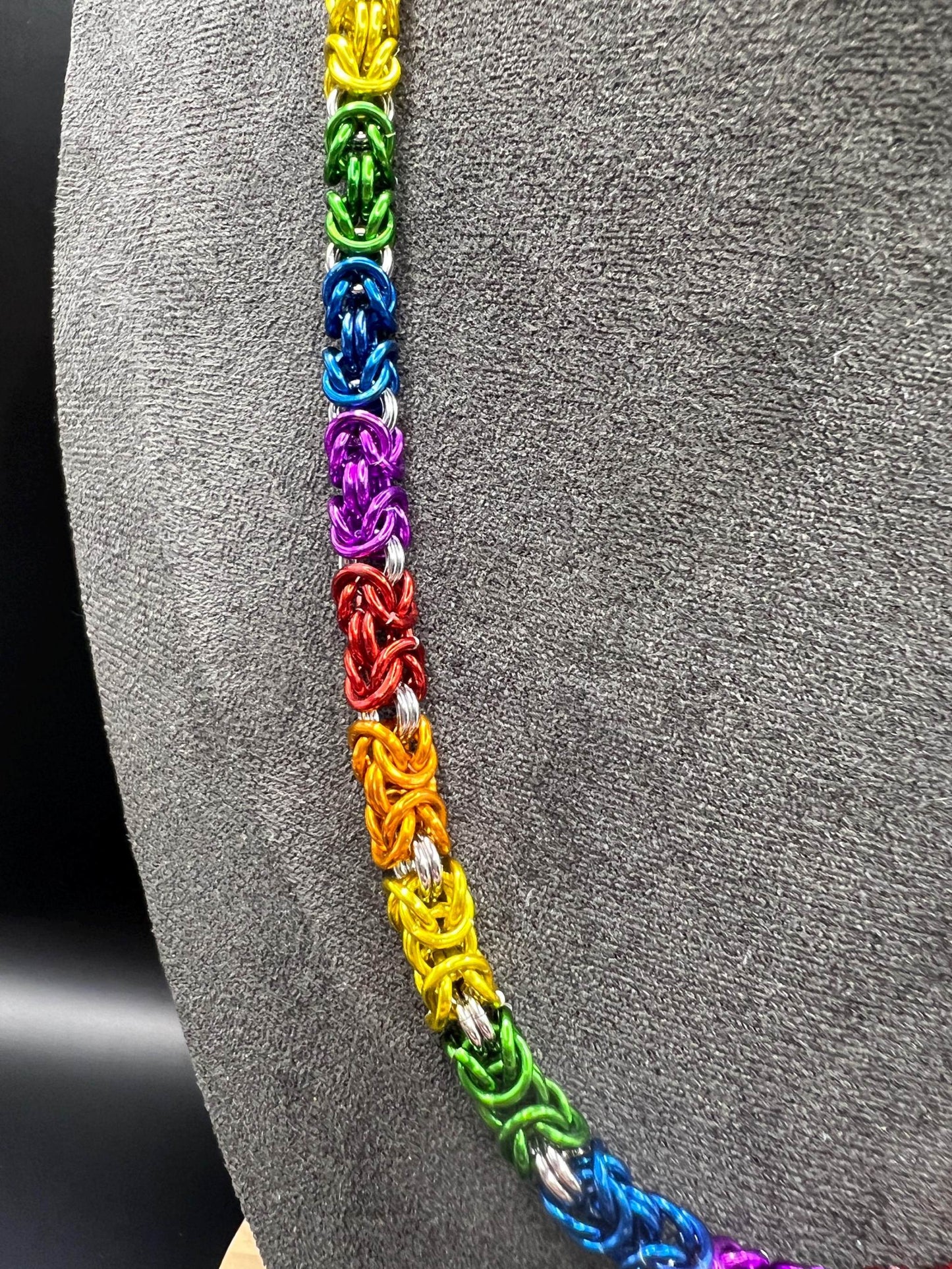 Rainbow Petite Byzantine Chainmaille Necklace, Measures Approx. 21.5" Long