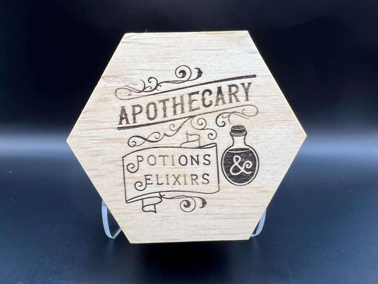 Apothecary Laser Engraved Wood Trinket or Stash Box Measuring Approx. 3.5" in Diameter. Jewellery Storage, Decorative Box