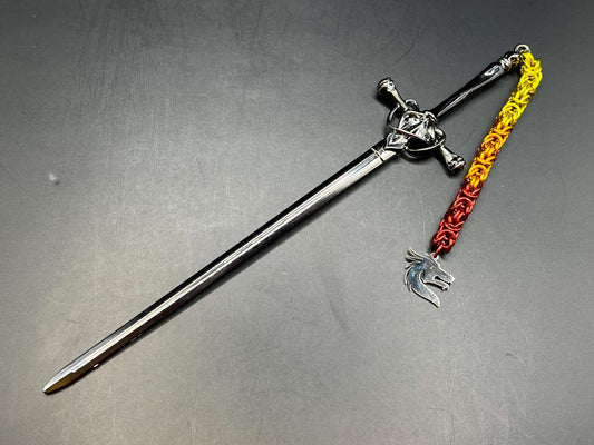 Fiery Dragon Chainmaille Hair Stick on Sword, Stick Measures 8" in Length