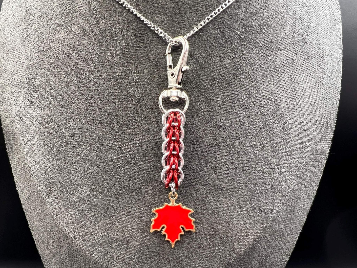 Canada Flag Canadian Zipper Pull/Charm/Keychain, Anodized Aluminum Rings, Approx. 3" Long Inc. Clip & Charm