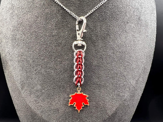 Canada Flag Canadian Zipper Pull/Charm/Keychain, Anodized Aluminum Rings, Approx. 3" Long Inc. Clip & Charm