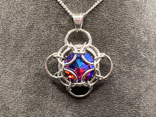Stainless Steel Oriana Pendant - Red/Blue Shift Crystal