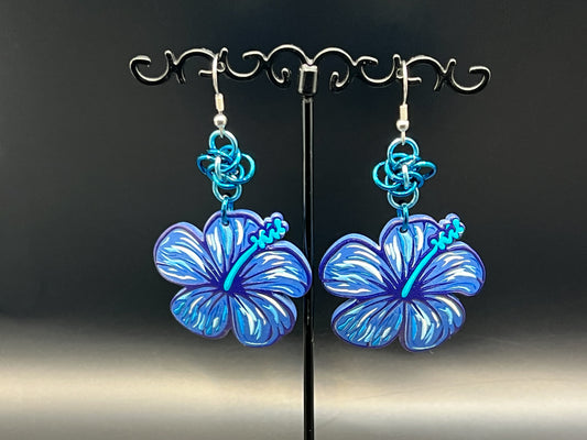 Charmed Spring: Blue Hibiscus Style 1 Earrings