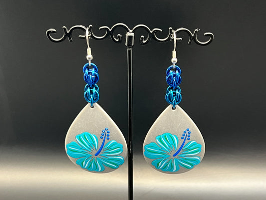 Charmed Spring: Blue Hibiscus Style 2 Earrings