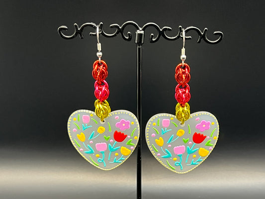 Charmed Spring: Floral Hearts Earrings