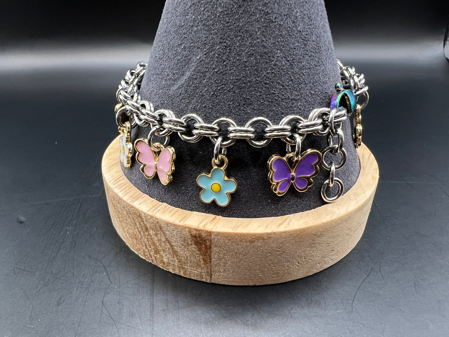 Charmed Spring: Charm Bracelet with Flowers & Butterflies