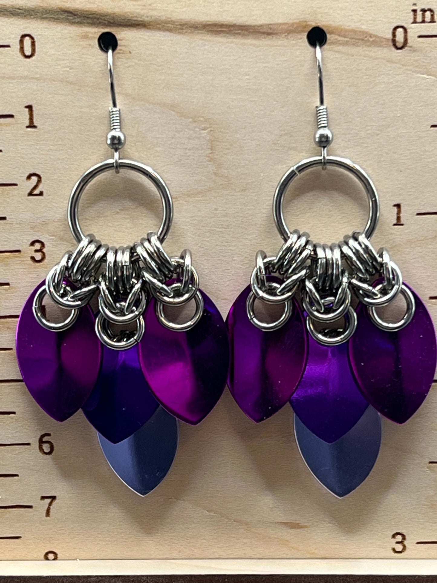 Scale Fan Earrings - Shades of Purple - Megan Gros Designs