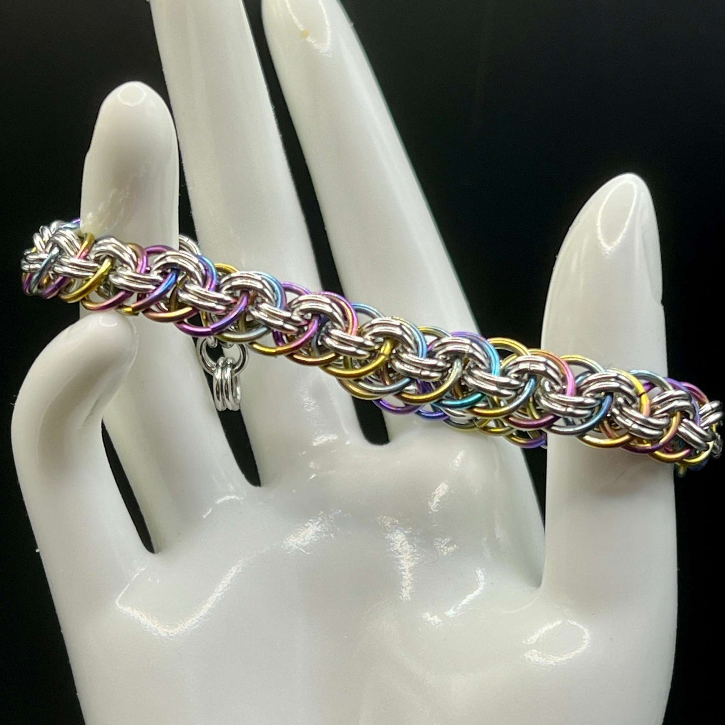 Stainless Steel & Rainbow Titanium Bracelet - Viper Basket