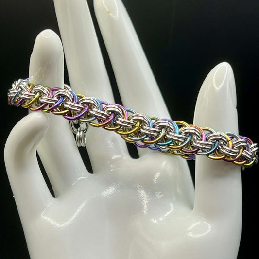 Stainless Steel & Rainbow Titanium Bracelet - Viper Basket