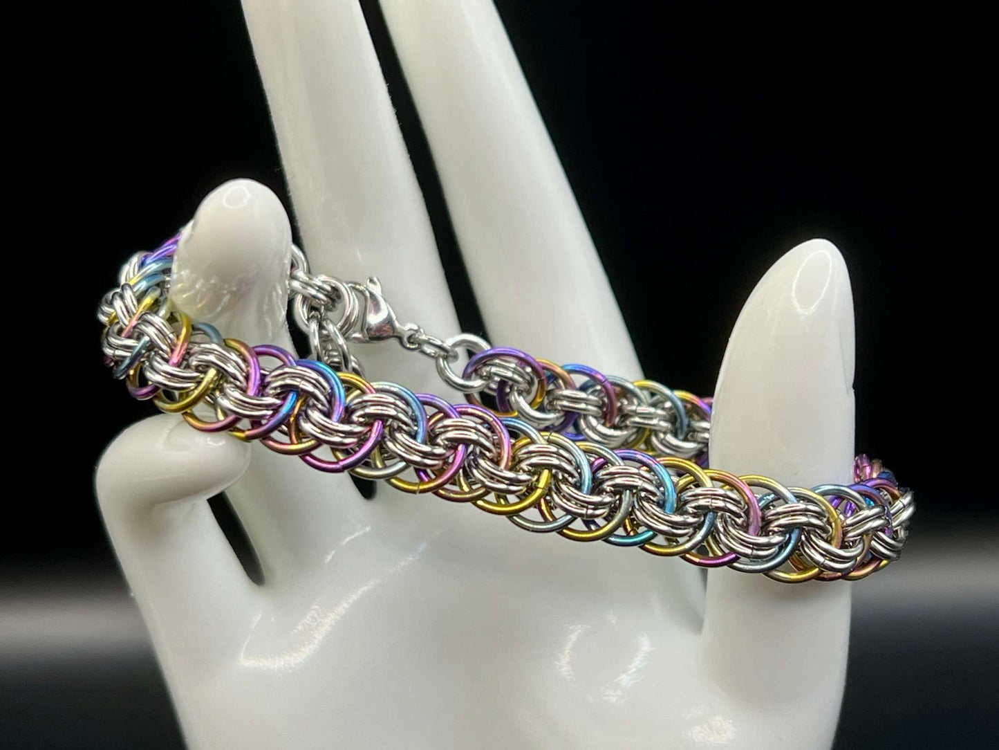 Stainless Steel & Rainbow Titanium Bracelet - Viper Basket
