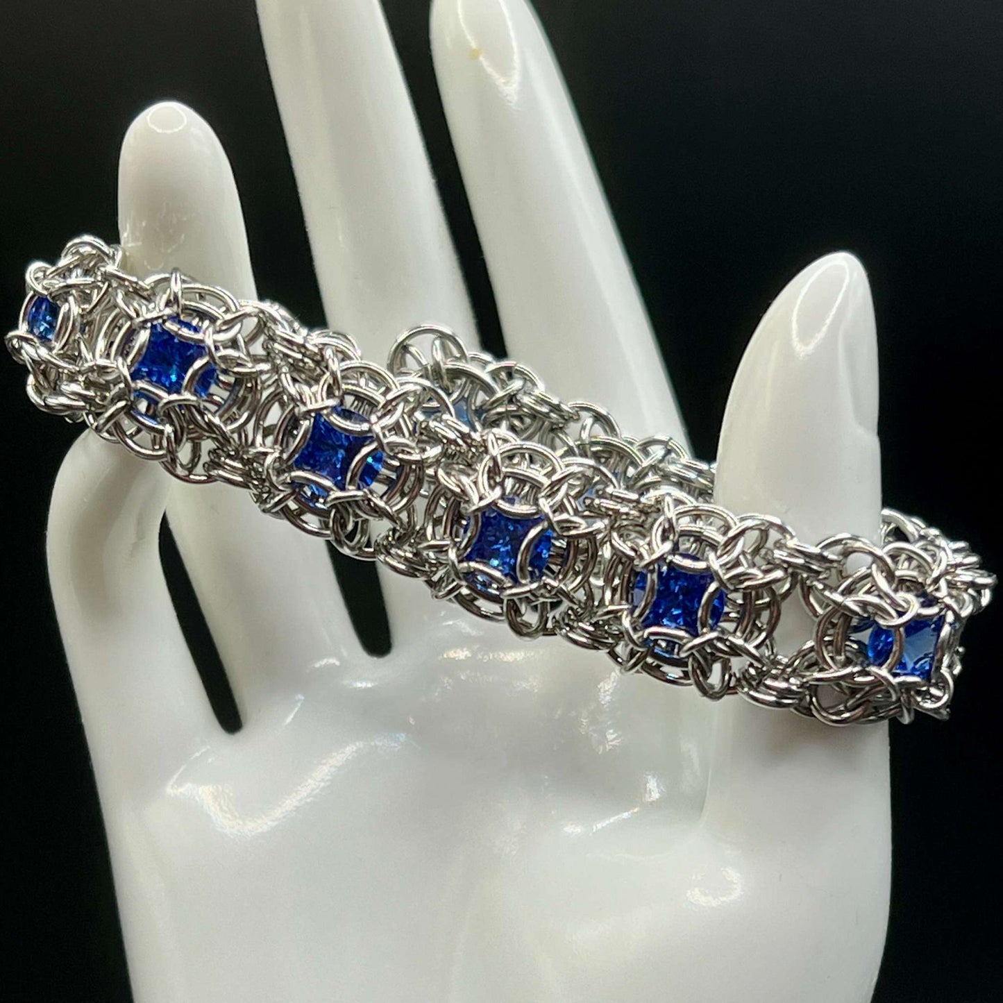 Stainless Steel & Blue Cubic Zirconia Bracelet - Petite Oriana