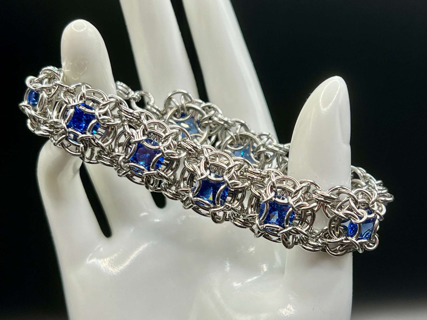 Stainless Steel & Blue Cubic Zirconia Bracelet - Petite Oriana