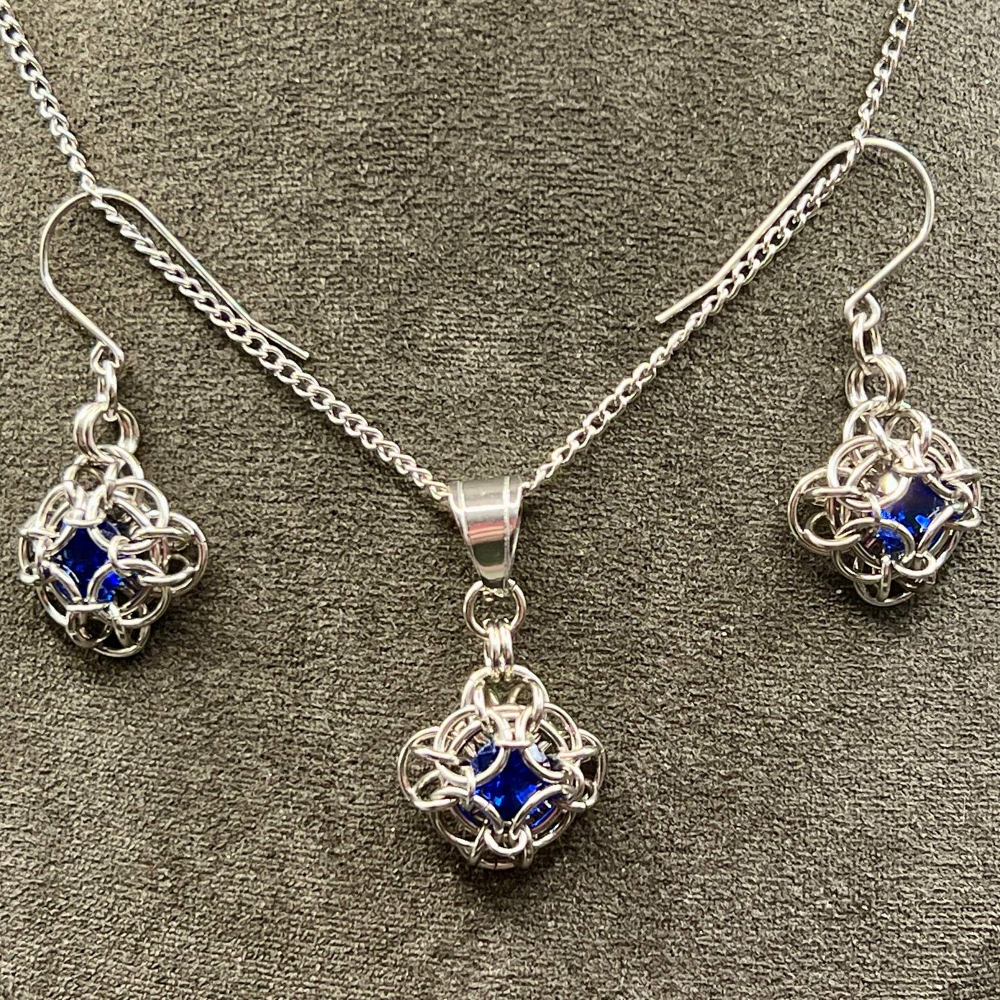 Petite Oriana Set with Pendant and Earrings, Blue Cubic Zirconia