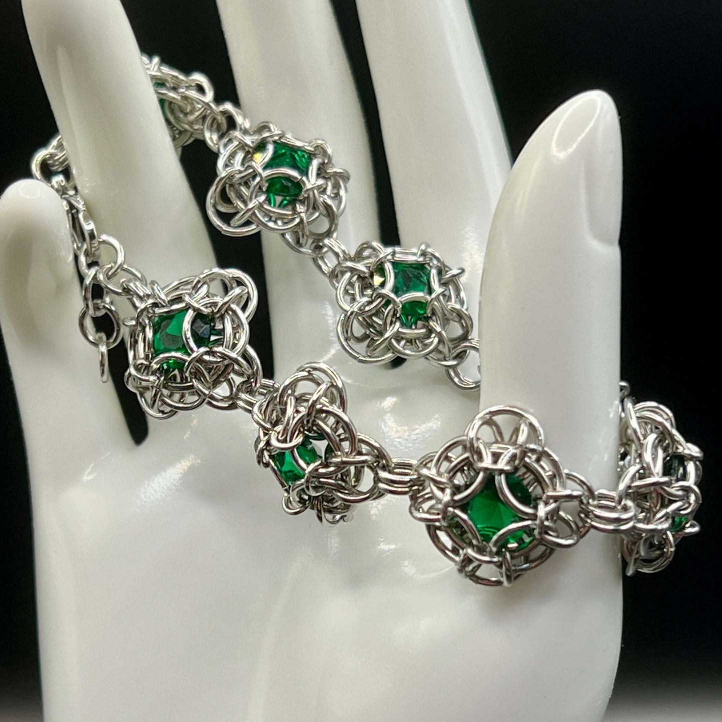 Stainless Steel & Green Cubic Zirconia Bracelet - Petite Oriana