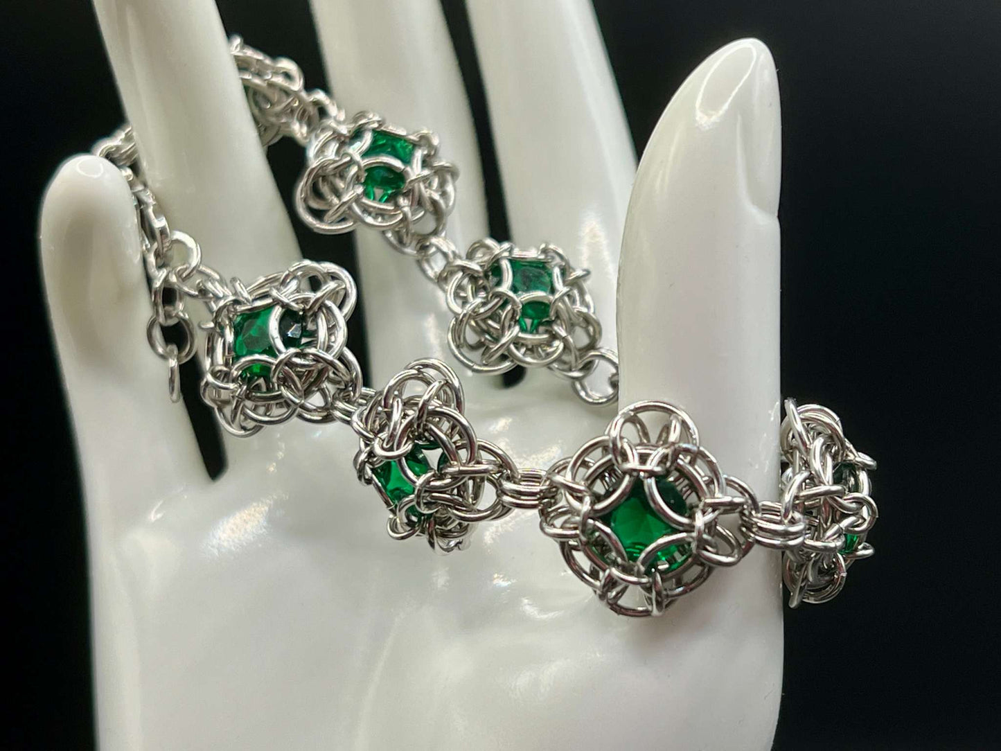 Stainless Steel & Green Cubic Zirconia Bracelet - Petite Oriana