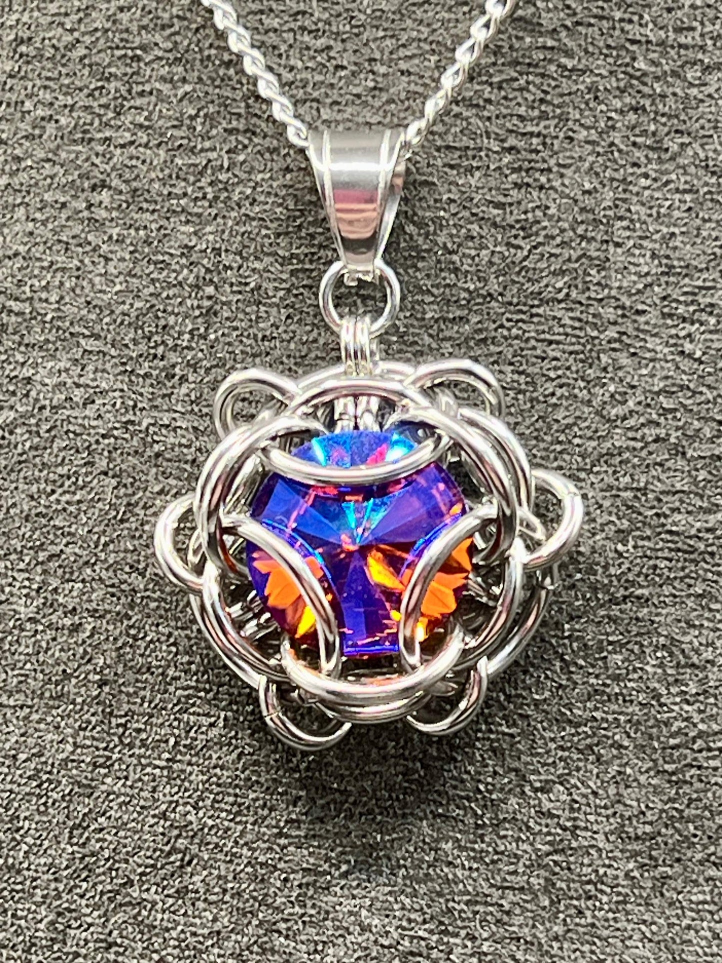 Regalo Pendant with Glass Gem - Blue/Red Flash
