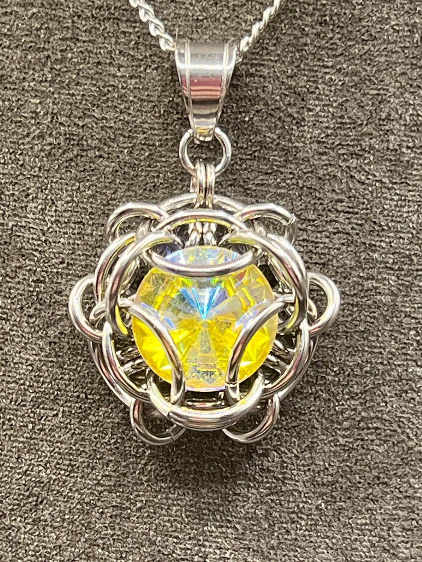 Regalo Pendant with Glass Gem - Lemon Yellow