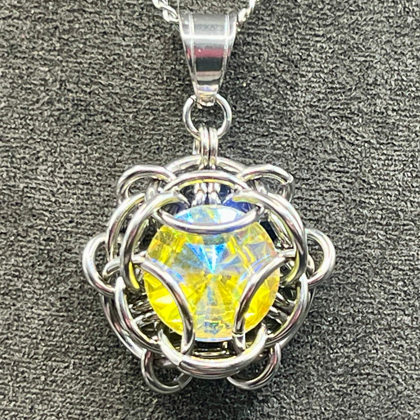 Regalo Pendant with Glass Gem - Lemon Yellow