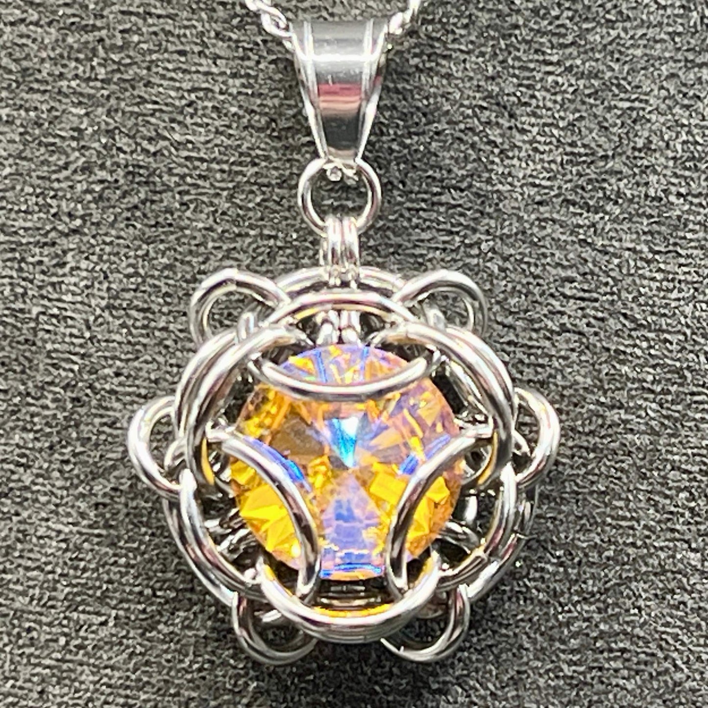 Regalo Pendant with Glass Gem - Dark Yellow