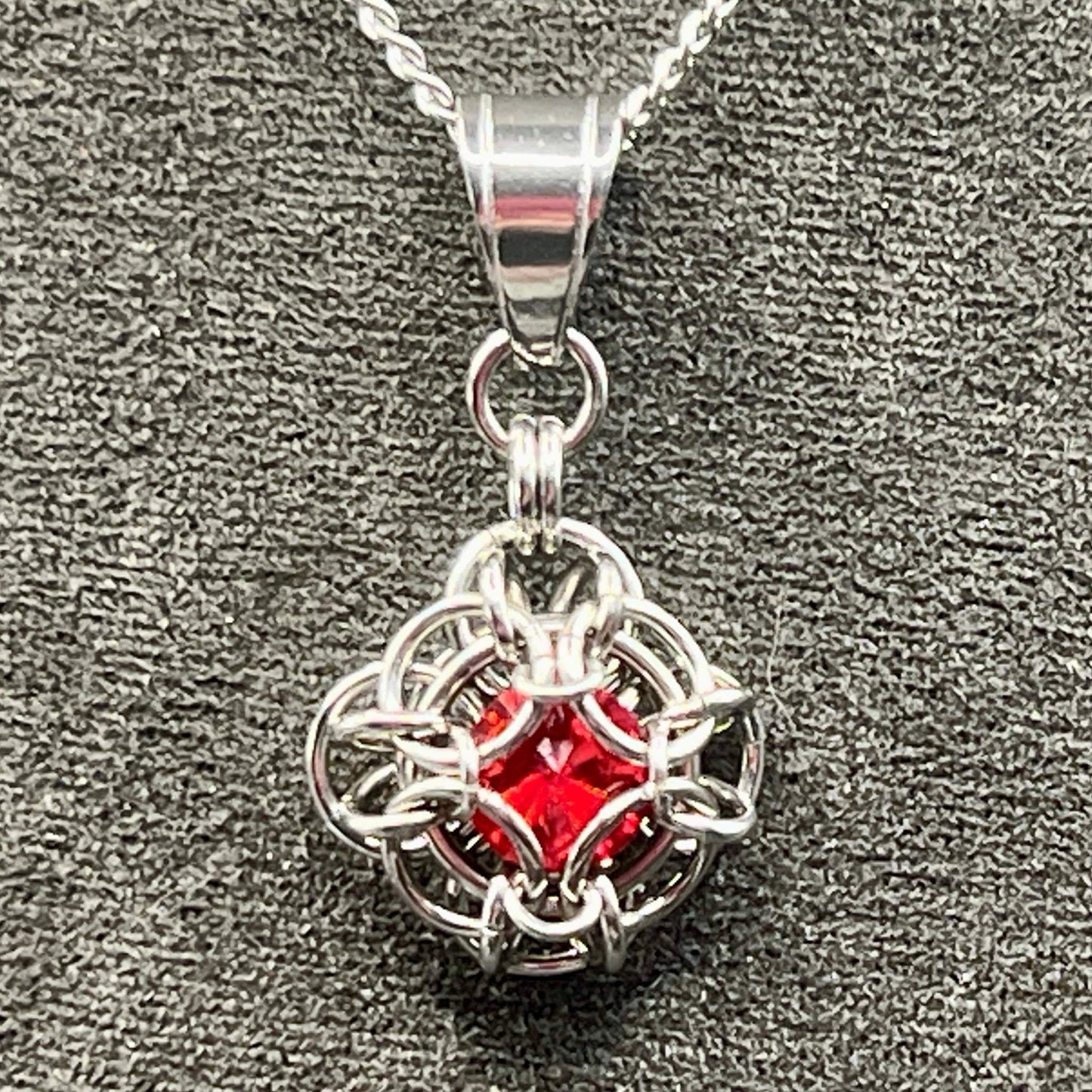 Petite Oriana Pendant with Glass - Red