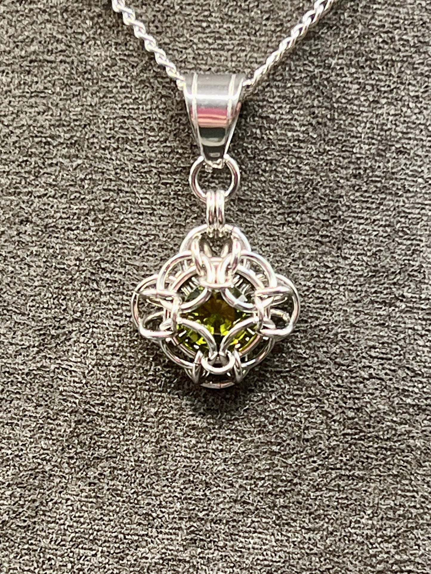 Petite Oriana Pendant with Cubic Zirconia - Moss Green