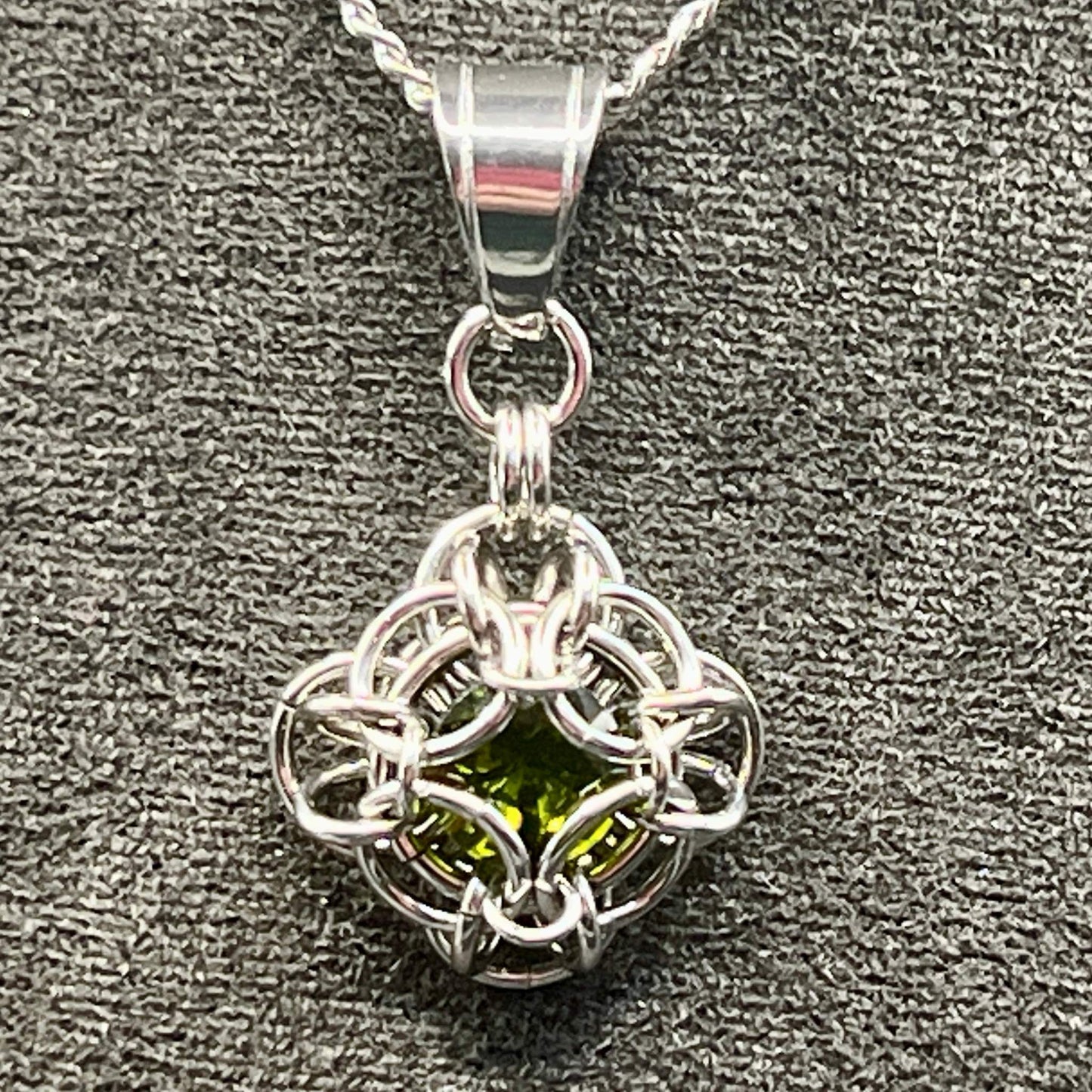 Petite Oriana Pendant with Cubic Zirconia - Moss Green