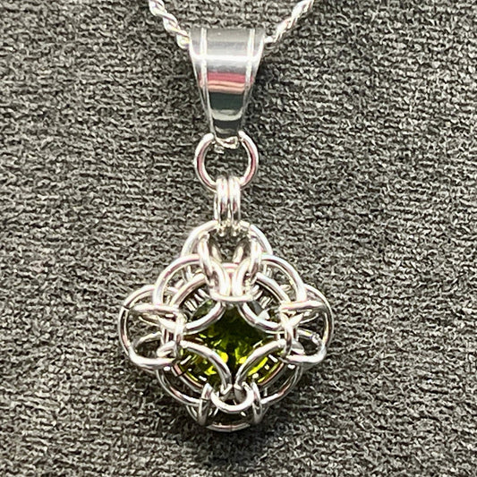Petite Oriana Pendant with Cubic Zirconia - Moss Green