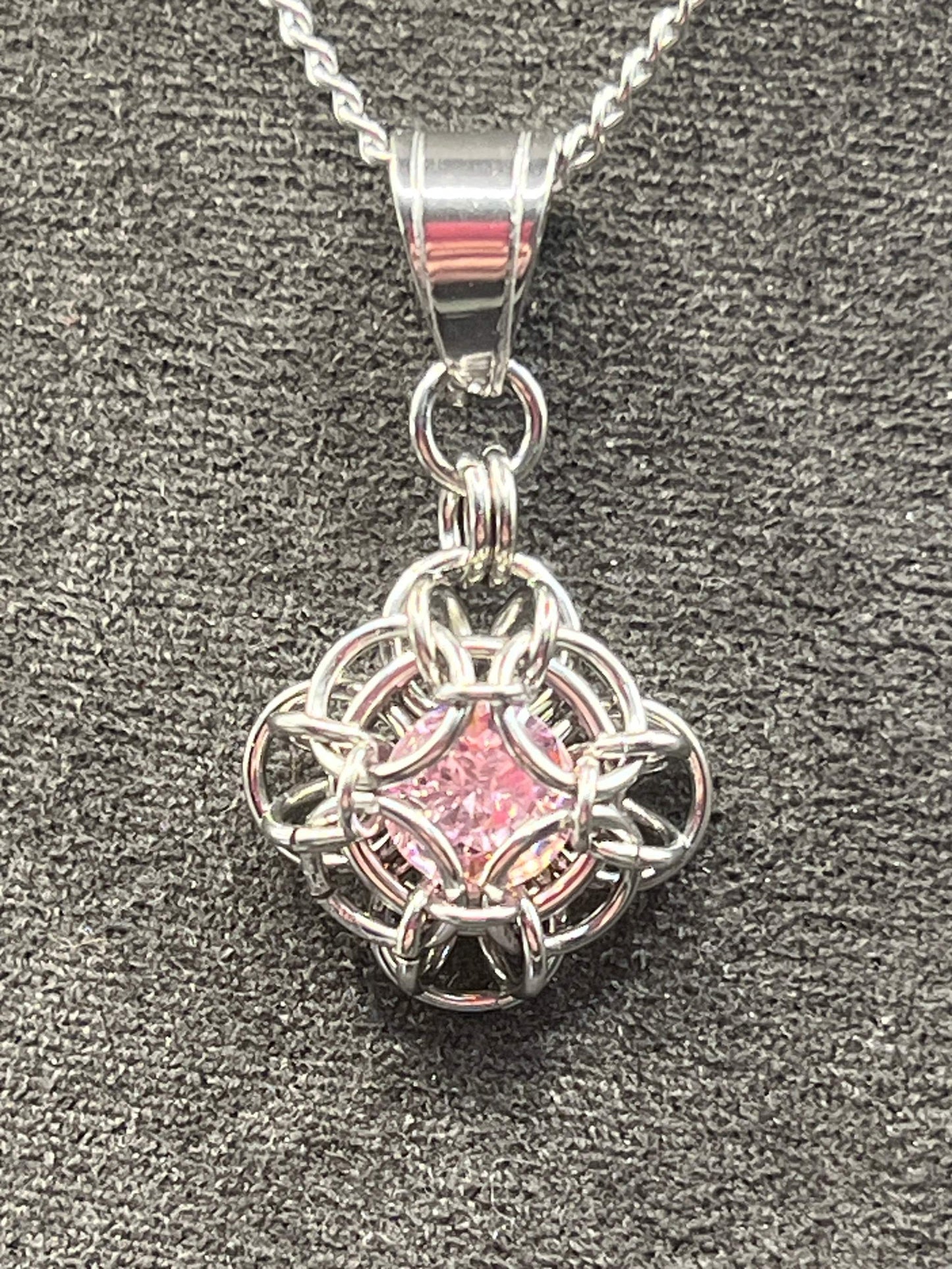 Petite Oriana Pendant with Cubic Zirconia - Pink