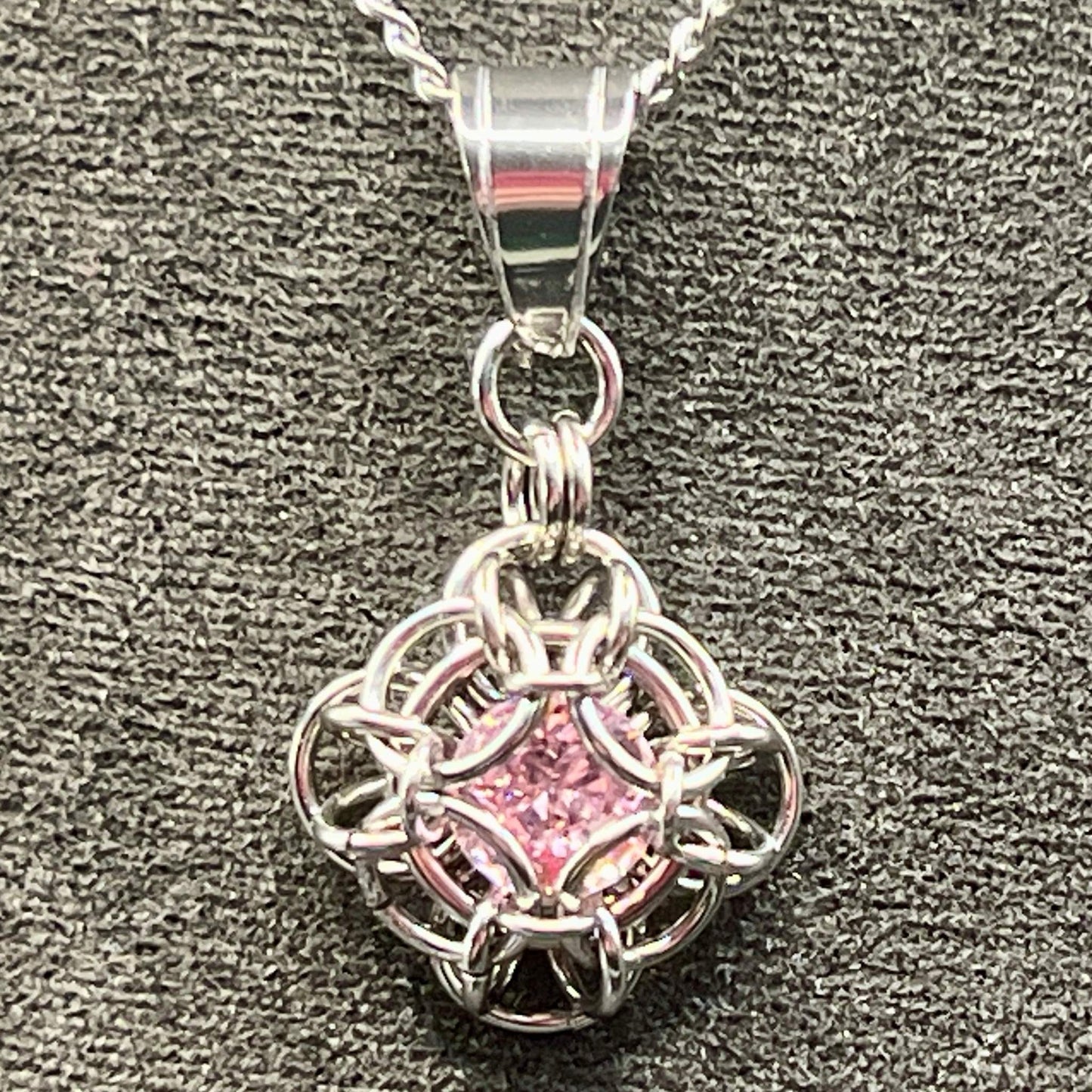 Petite Oriana Pendant with Cubic Zirconia - Pink