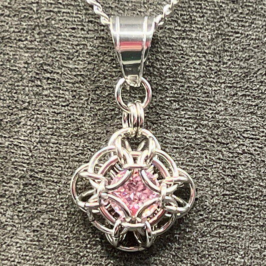 Petite Oriana Pendant with Cubic Zirconia - Pink