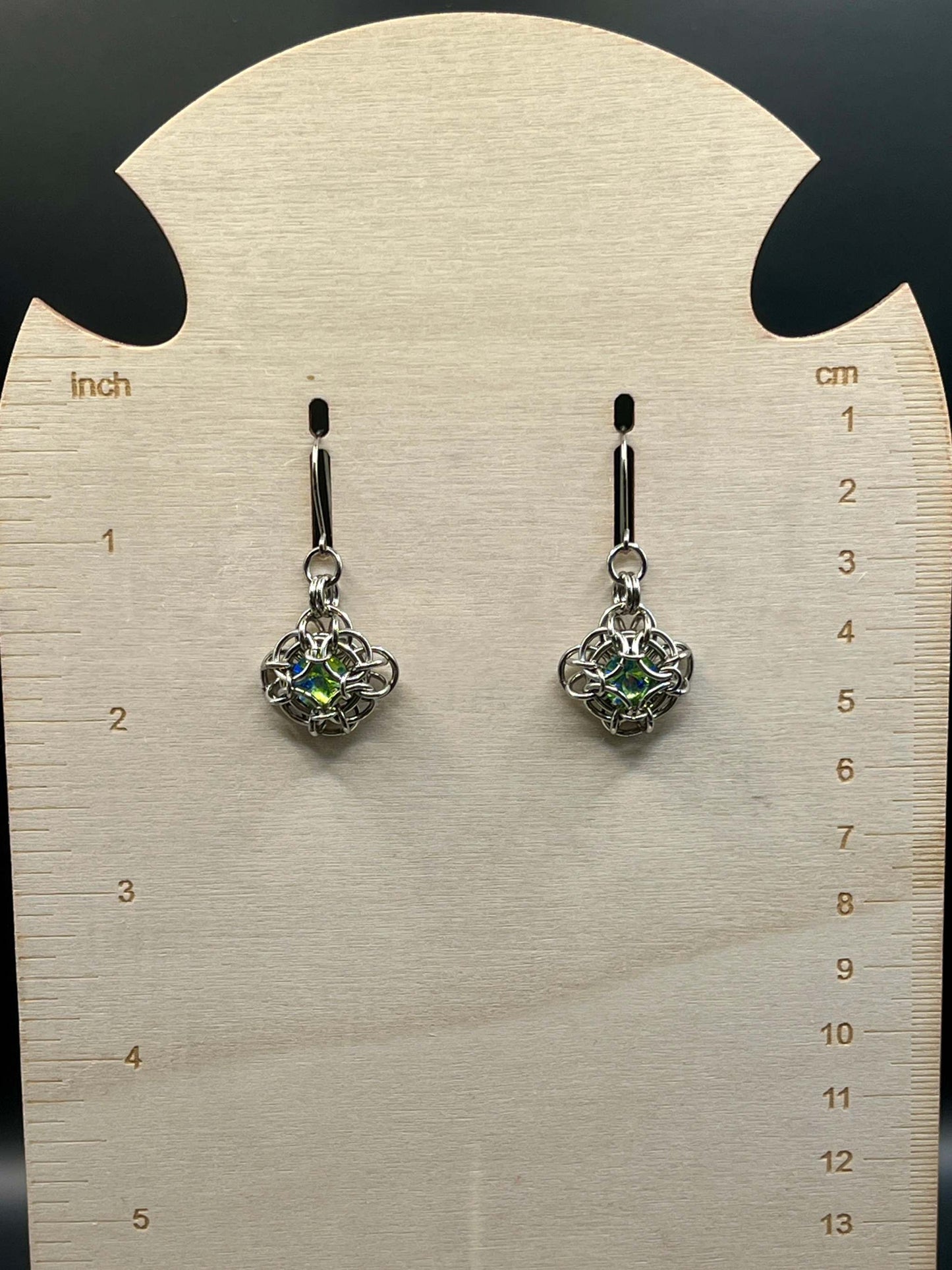 Petite Oriana Earrings with Glass - Light Green