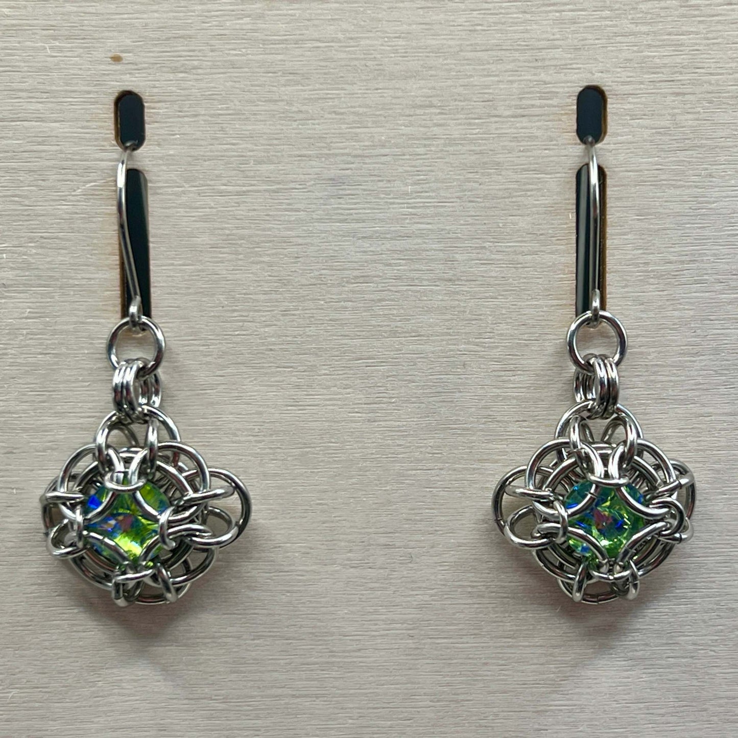 Petite Oriana Earrings with Glass - Light Green