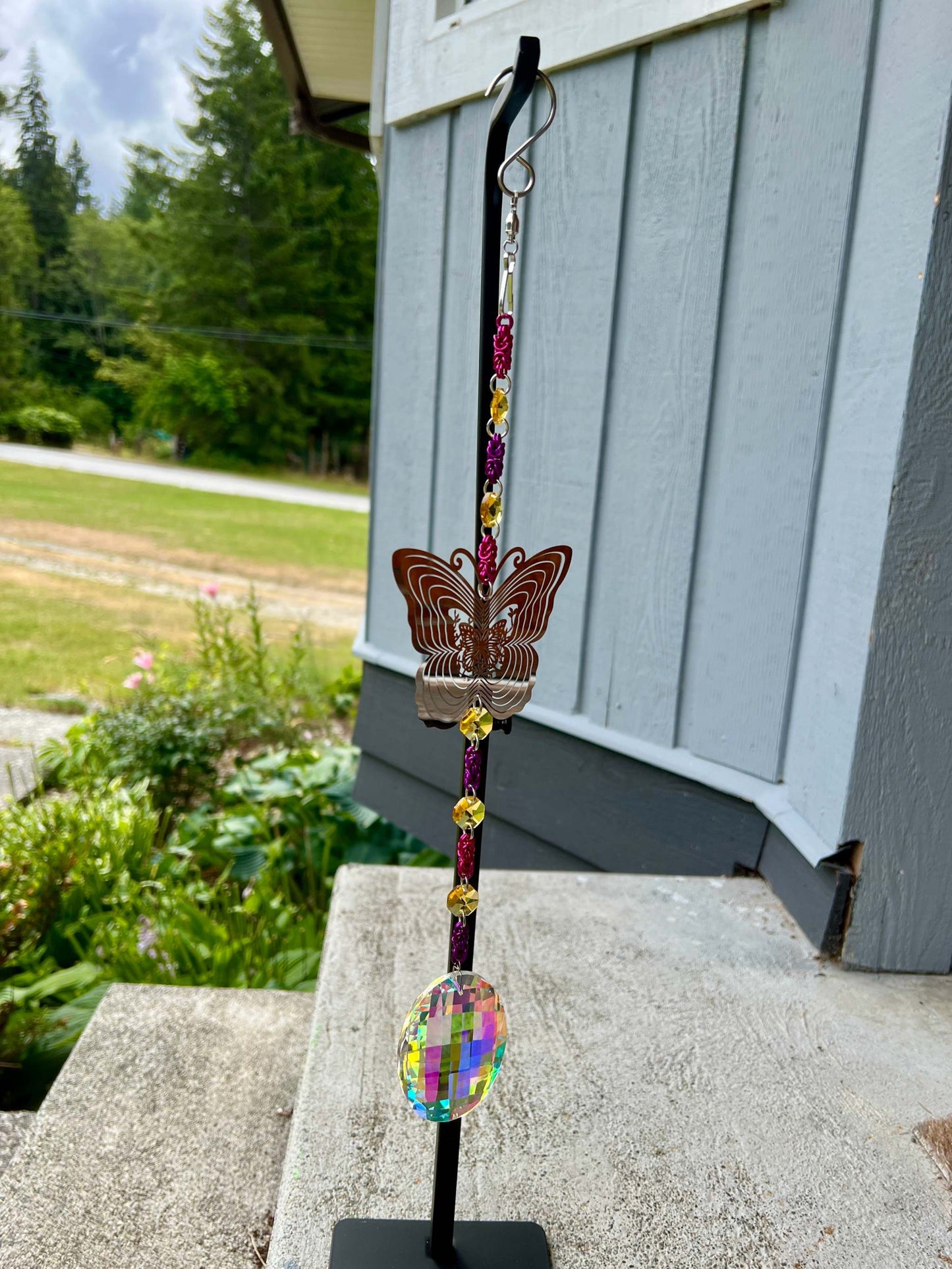 Suncatcher - Butterfly Windspinner with Pink, Purple and Yellow