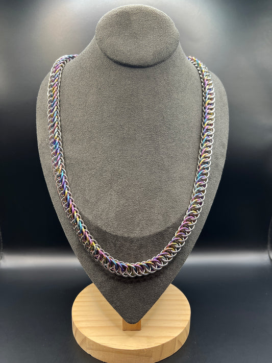 Solid Stainless Steel & Anodized Titanium Half Persian 4-in-1 Necklace