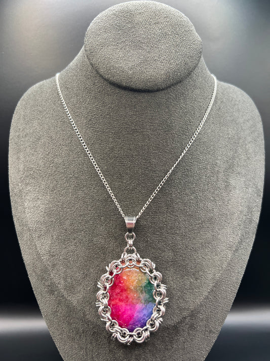 Captured Stone Cabochon Pendant - Dyed Solar Quartz