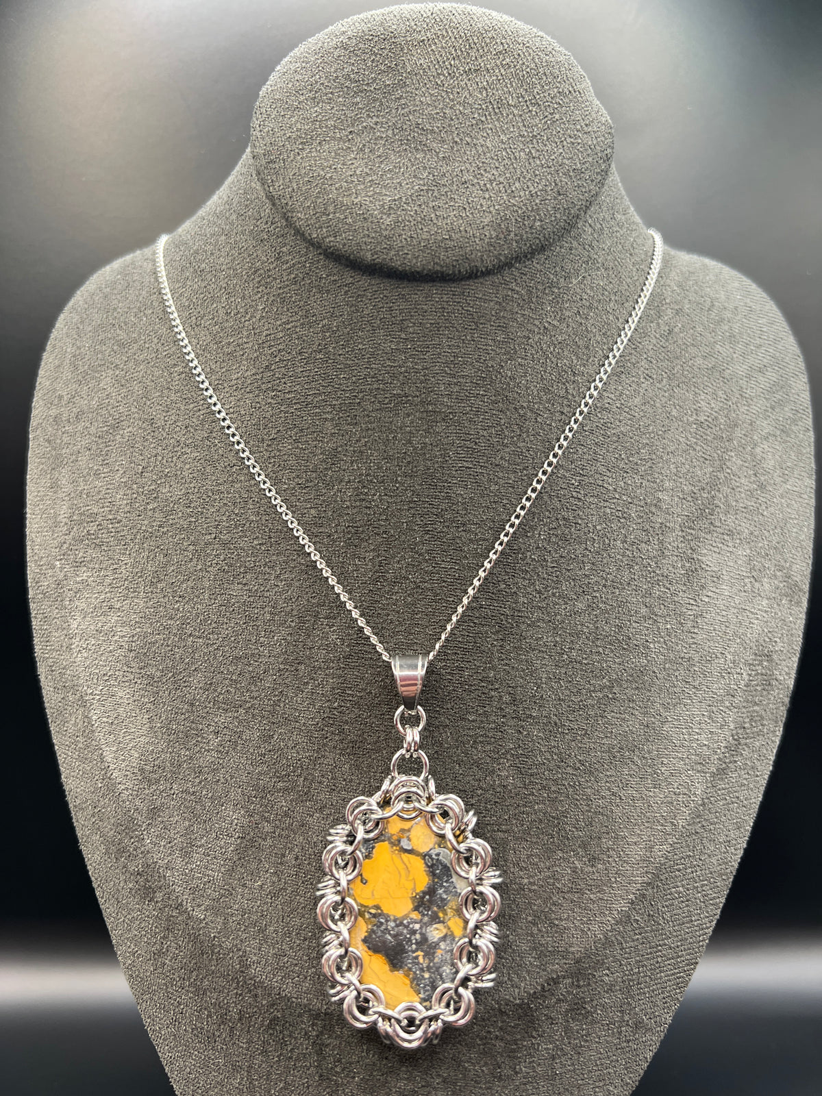 Captured Stone Cabochon Pendant - Maligano Jasper