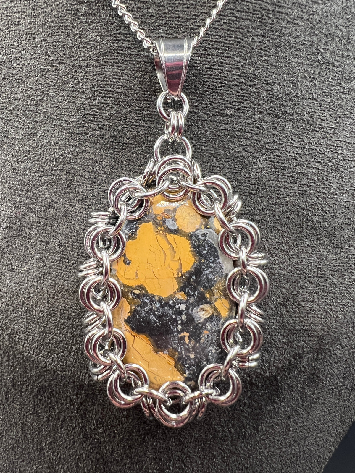 Captured Stone Cabochon Pendant - Maligano Jasper
