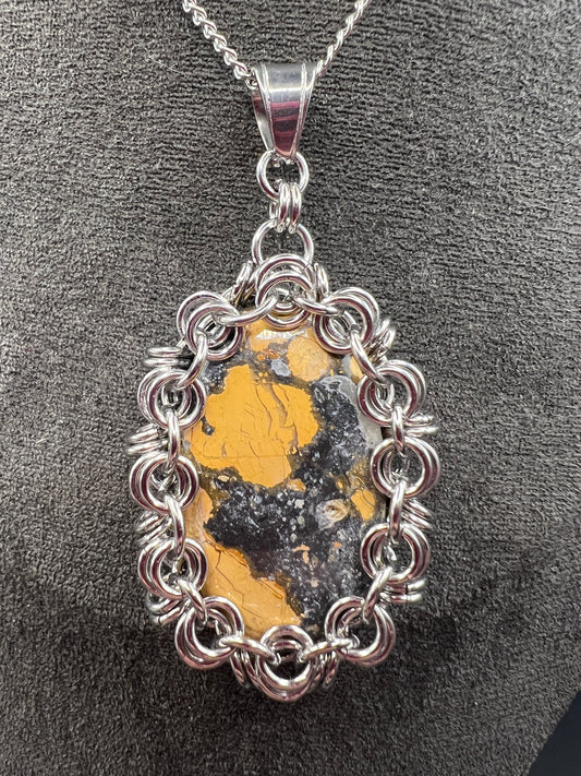 Captured Stone Cabochon Pendant - Maligano Jasper