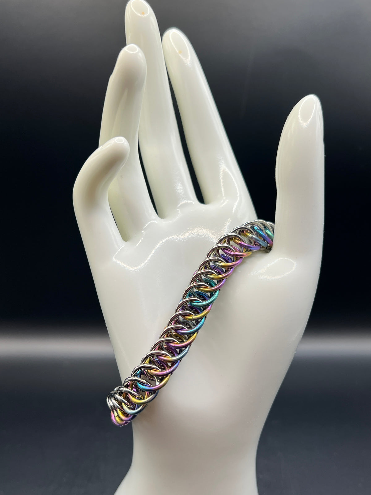 Stainless Steel & Rainbow Titanium Bracelet - Half Persian 4-1